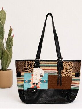 Le Miel Womens Conceal carry compartment with zipper Purse patchwork Bag